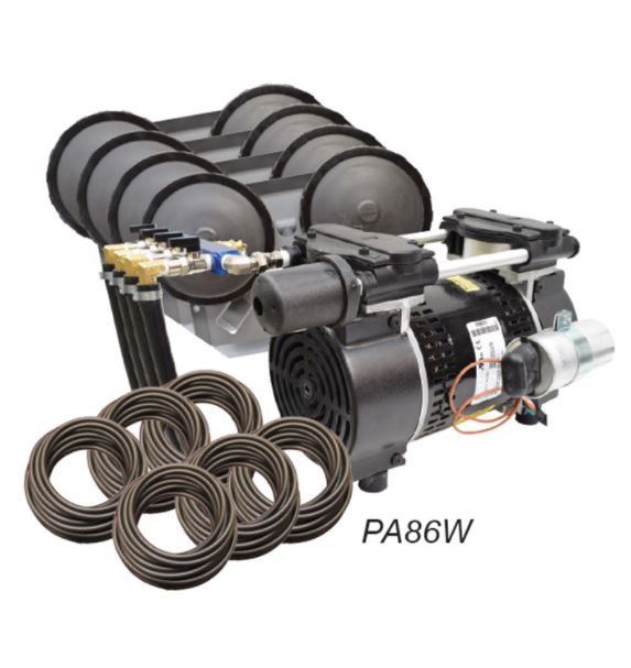 PA86W Rocking Piston Pond Aeration system – 3/4HP Kit with Quick Sink Tubing
